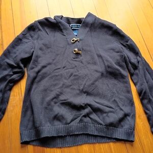 Karen Scott Black V-Neck Toggle Sweater